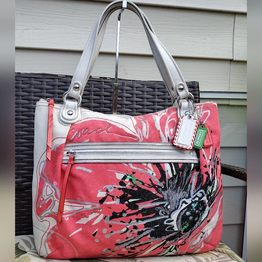 Coach Poppy Placed Flower Glam Sequin Tote